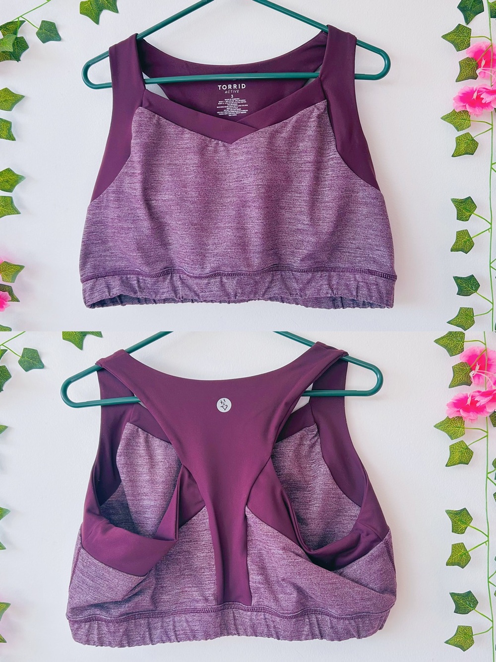 Torrid Purple Heathered Sports Bra Tank - Supportive Workout Top size 3